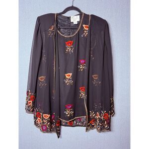 Victorian Era Floral Embroidery and beadwork set